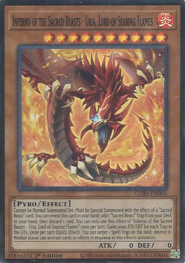Inferno of the Sacred Beasts - Uria, Lord of Searing Flames - Super Rare (CORI-EN005)