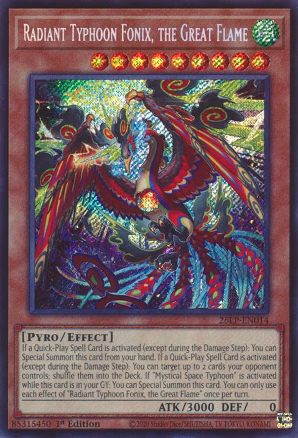 Radiant Typhoon Fonix, the Great Flame - Secret Rare (26LP-EN014)