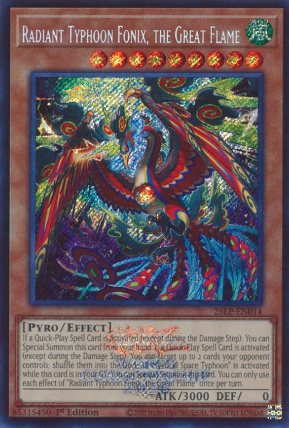 Radiant Typhoon Fonix, the Great Flame - Secret Rare (26LP-EN014)