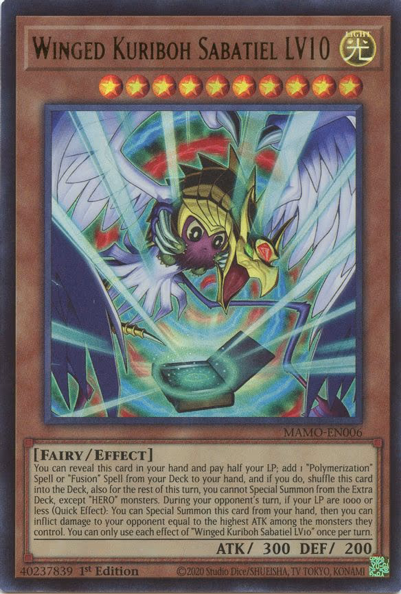 Winged Kuriboh Sabatiel LV10 - Ultra Rare (MAMO-EN006)